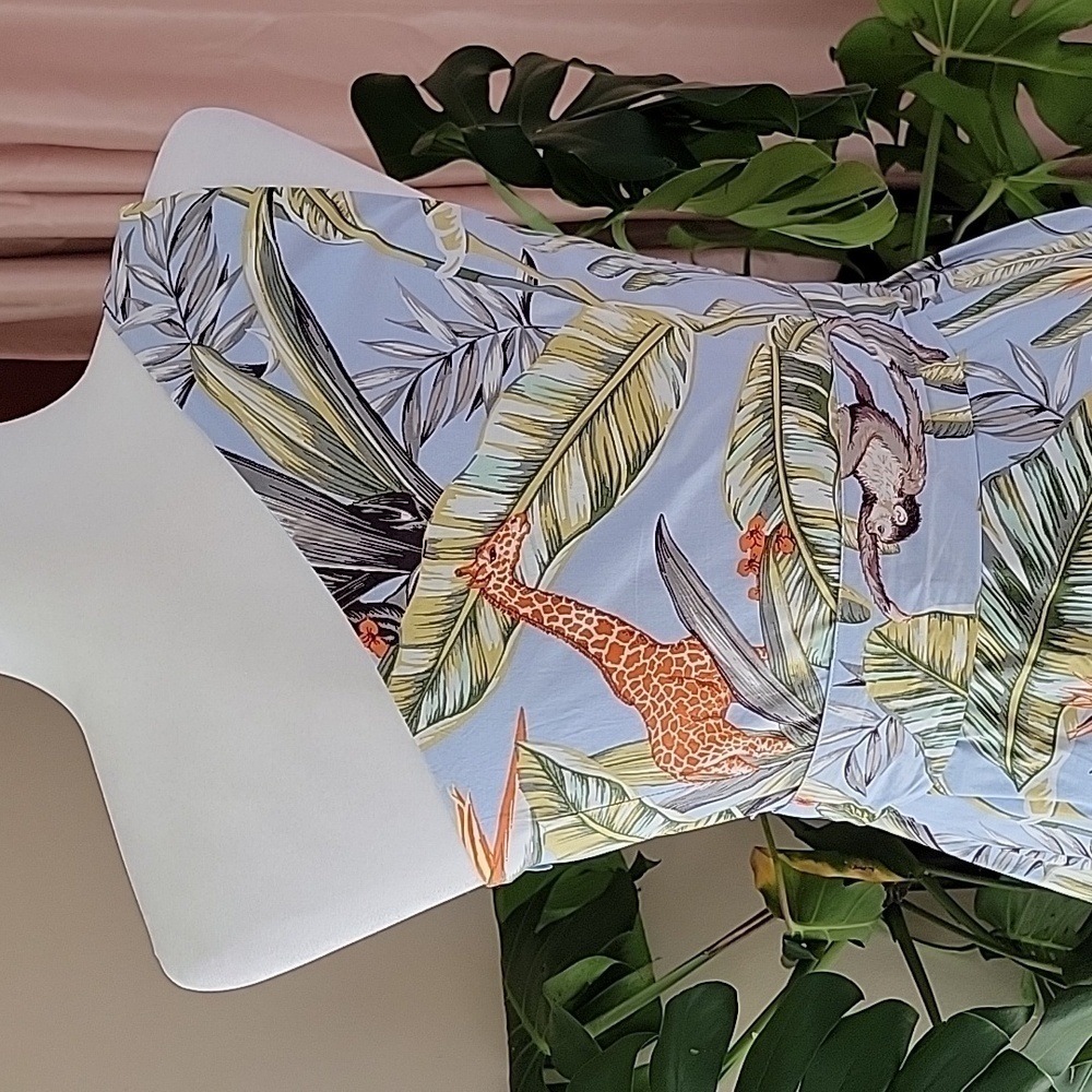 Ann Taylor Blue Jungle Floral Monkey Toga Dress Size 4 EUC - Picture 3 of 12